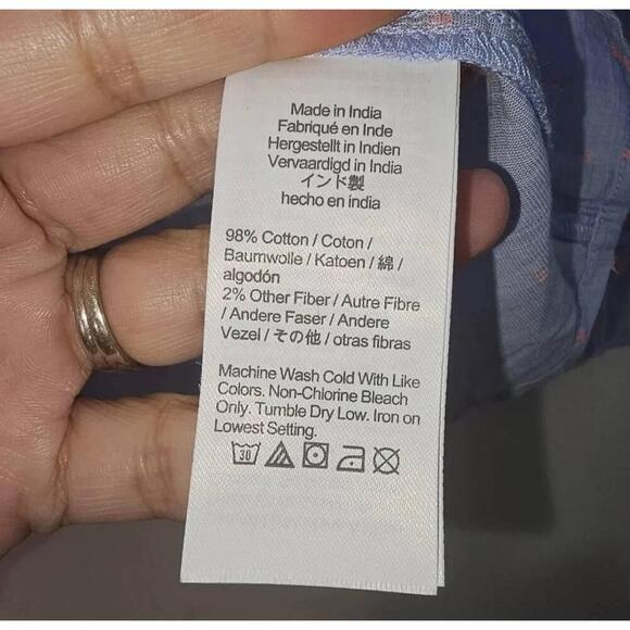 NWT J Crew Ctn Chambray Dobby Blue Ruffled Peasant Blouse Long Sleeve - Picture 9 of 9